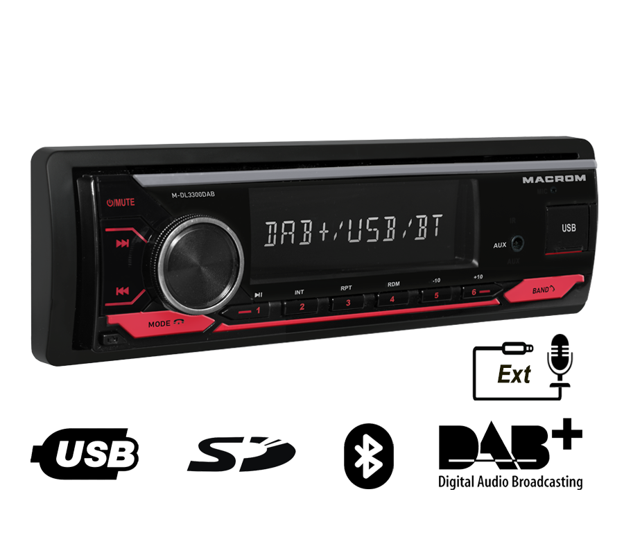 RADIO MECHALESS MACROM 1 DIN DL3300DAB